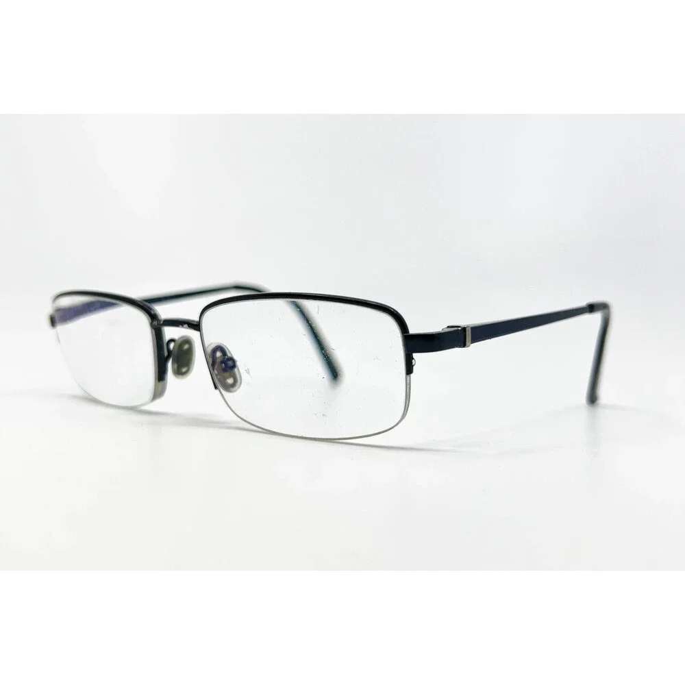 Bulova Durham Eyeglasses Mens Black Titanium Half Rim Rectangular 54-18-140